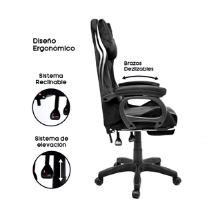 Silla Gamer Extingtion Sapp Gamuza-Cuerina Color Negro