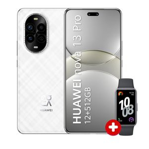 Celular Huawei Nova 13 Pro 4G 512GB, 12GB RAM, cámara principal 50 MP, frontal 60 MP,  6.76", blanco + Smartwatch Huawei Band 10