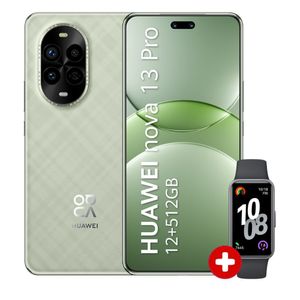 Celular Huawei Nova 13 Pro 4G 512GB RAM, 12GB RAM, cámara principal 50MP, frontal 60MP, 6.76", verde + Smartwatch Huawei Band 10