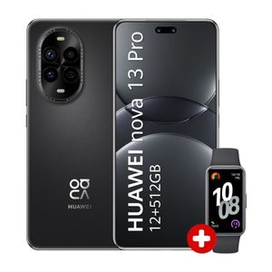 Celular Huawei Nova 13 Pro 4G 512GB, 12GB RAM, cámara principal 50MP, frontal 60MP, 6.76", negro + Smartwatch Huawei Band 10