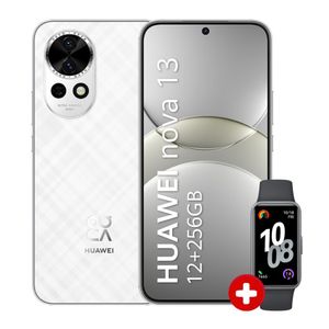 Celular Huawei Nova 13 Pro 4G 256GB, 12GB RAM, cámara principal 50MP, frontal 60MP, 6.76", blanco + Smartwatch Huawei Band 10