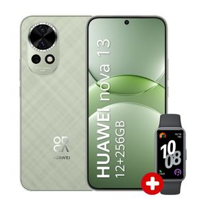 Celular Huawei Nova 13 4G 256GB, 12GB RAM, cámara principal 50MP, frontal 60MP, 6.7", verde + smartwatch Huawei Band 10