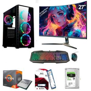 PC gamer AMD Ryzen 5-5600GT + 16GB RAM + Disco 1TB + 500GB SSD + Monitor 27” + Case gamer