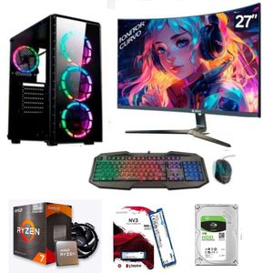 PC gamer AMD Ryzen 7-5700G + 16GB RAM + Disco 1TB + SSD 500GB + Monitor 27" + Case 500W