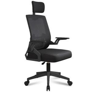 Silla Cadi ergonómica de oficina con cabecera, respaldo regulable, negro