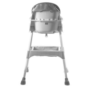 Silla de comer Stokker Baby Luna, plegable, doble bandeja, bandeja extraíble, gris