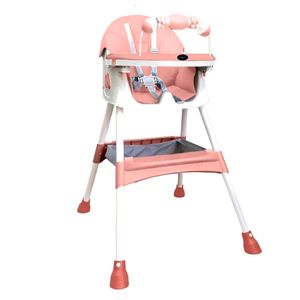 Silla de comer Stokker Baby Luna, plegable, doble bandeja, rosado