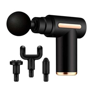 Pistola masajeadora portátil Westminster pantalla LED táctil, 6 velocidades, 4 cabezales, carga USB Tipo C, 25W, negro