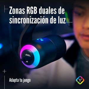 Micrófono gamer Logitech G Yeti GX dinámico, USB, RGB, negro