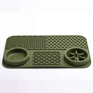Comedero lento silicona antideslizante, anti ansiedad para perros y gatos, Lick Mat interactivo, verde