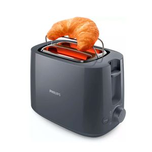 Tostadora Philips HD2581, 8 niveles, 2 panes, calienta bollos, desconexión automática, negra