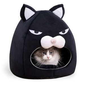 Cama, cueva, gatito, talla S, privacidad, negro