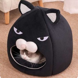 Cama, cueva, gatito, talla S, privacidad, negro