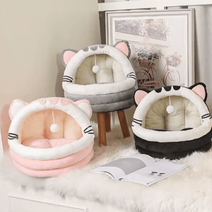Cama para gato, cama cuevita, gris