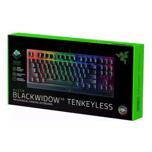 Teclado gamer Razer Blackwidow V3 TKL mecánico, alámbrico, switches Yellow, conexión usb, 87 teclas, luces Chroma RGB