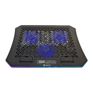 Cooler Teros TE-7130N con LED azul, diseño silencioso, compatible con laptops, negros