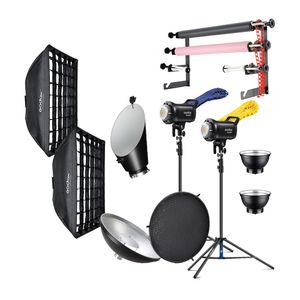 Combo de estudio luz continua Godox SL60IID, 5600K, Softbox, reflectores y portafondo