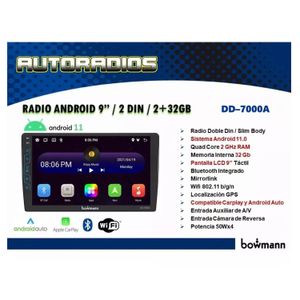 Autoradio Android Bowmann 2 Din, pantalla 9" HD, 2GB+32GB, Wi-Fi, negro