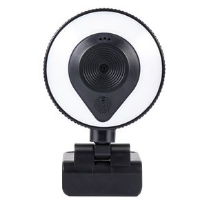 Cámara web Teraware 2K W20 con iluminación, conexión USB, micrófono incorporado, AF y montaje universal, ideal para videollamadas, streaming