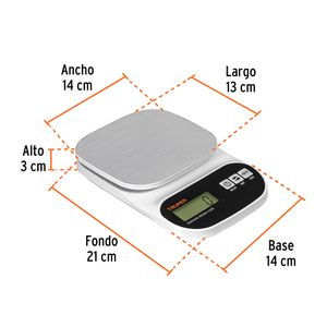 Balanza digital de cocina 5Kg Truper, BASE-5EA, plato de acero, blanco