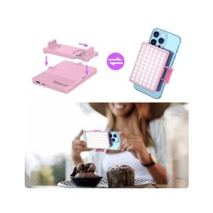 Luz LED bicolor, para celular con clip, rosado