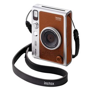 Cámara instantánea Fujifilm Instax Mini EVO Hybrid pantalla LCD, imágenes de 6.2 cm × 4.6 cm, enfoque automático, recargable, bluetooth, marrón
