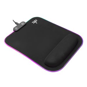 Mouse pad T4G RGB con reposa muñeca, 32cm x 28cm, Nylon + Plástico, antideslizante, negro