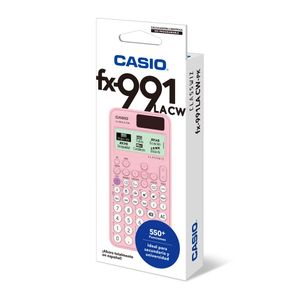 Calculadora científica Casio FX-991LA CW, pantalla HD, 12 dígitos, 552 funciones, QR Code para gráficas, hoja de cálculo, energía solar batería, rosa