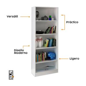 Biblioteca Cork MöbelArt con estantes móviles, fácil montaje, estructura MDP resistente y diseño versátil, blanco