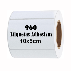 Rollo 500 etiquetas térmicas adhesiva 10x5cm, blanco