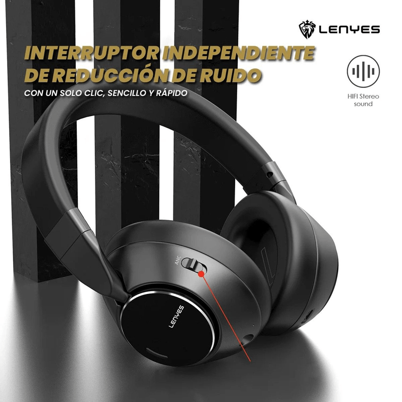 Audífono Lenyes LH23 cancelación de ruido Negro Especificaciones interfaz intuitiva de control y diseño plegable