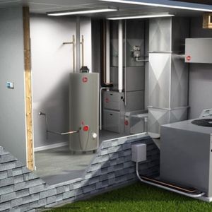 Termotanque Rheem, 190 litros, gas natural, gris
