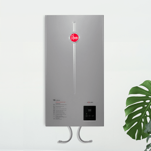 Terma a gas Rheem, 16 litros, gas natural, encendido automático, gris