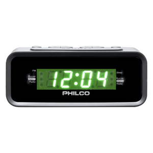 Radio reloj despertador Philco, alarma dual, radio FM, pantalla LED, negro - PAR1006-GR