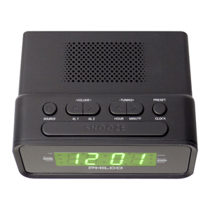 Radio reloj despertador Philco, alarma dual, radio FM, pantalla LED, negro - PAR1006-GR