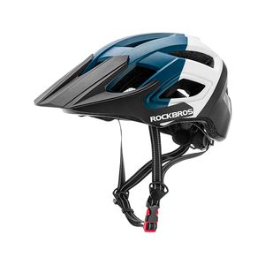 Casco Rockbros TS-39 para ciclismo ruta y MTB con ala desmontable, azul y blanco
