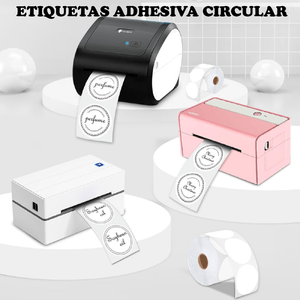 Pack de 3 rollos, etiquetas térmicas adhesivas circulares, 5 cm, 750 etiquetas por rollo