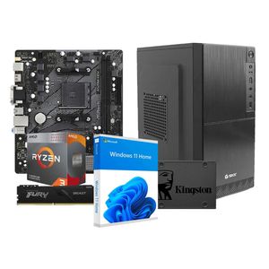 PC armada: AMD Ryzen 3 3200G + Placa Asrock A520M-HDV + RAM 8GB + SSD 480GB + Gabinete Teros TE-1028S MATX + Win 11 Home digital + armado