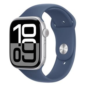 Apple Watch Series 10 46mm, GPS, certificación IP6X, batería hasta 18 horas, Talla M/L, memoria 64GB, sport band, plata