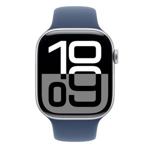 Apple Watch Series 10 46mm, GPS, certificación IP6X, batería hasta 18 horas, Talla M/L, memoria 64GB, sport band, plata