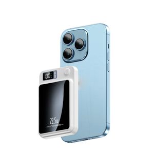 PowerBank magnético Y211 10000mAh, carga rápida 22.5W, MagSafe 15W, blanco
