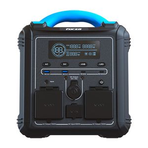 Generador eléctrico Forza FPP-T702 de baterías LMFP de 700W, carga rápida, 9 salidas, tomas 2CA/8CC, LED, 551Wh, compatible con carga solar, negro