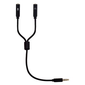 Cable splitter Izuum 3.5mm, 1 entrada a 2 salidas para audífono y micrófono, 25 cm negro (reempacado)