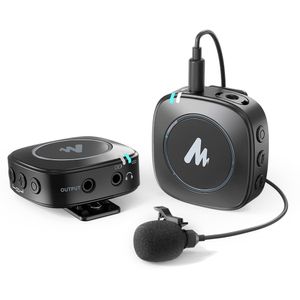 Reacondicionado: Micrófono omnidireccional inalámbrico de solapa, Maono AU-WM820, 6 horas de batería, hasta 50 metros en campo abierto, negro