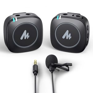 Reacondicionado: Micrófono omnidireccional inalámbrico de solapa, Maono AU-WM820, 6 horas de batería, hasta 50 metros en campo abierto, negro
