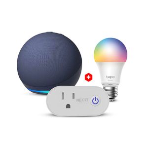 Combo Parlante inteligente Amazon Echo Dot 5ta gen + Foco inteligente Tapo L530E 8.7W + Enchufe inteligente Nexxt Nhp-S611m 1 toma