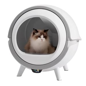 Arenero automático smart para gatos con desinfección UV, bluetooth, Wi-Fi, gran capacidad, blanco