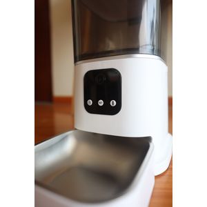 Comedero smart de 6 litros con Wi-Fi para mascotas, bandeja de acero inoxidable, blanco