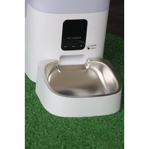 Comedero smart de 4 litros con Wi-Fi para mascotas, bandeja de acero inoxidable, fácil limpieza, blanco