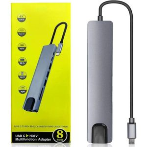 Hub USB-C multifuncional 8 en 1 con HDMI 4K, Ethernet, SD, USB 3.0 y Power Delivery